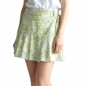 All Saints Frida Amanzi White and Green Mini Skirt